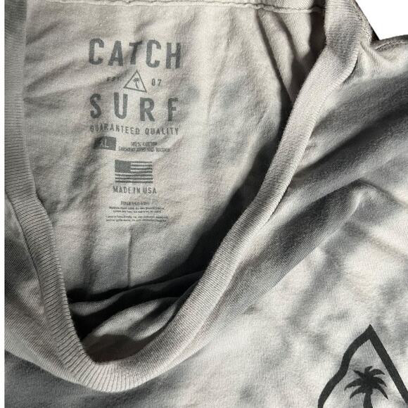 Catch Surf white gray tie dye 100% cotton short sleeve t-shirt palm tree logo XL - Picture 3 of 4